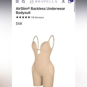 Nude backless shapewear bodysuit